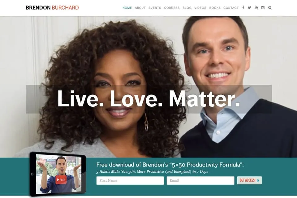 Brendon Burchard design work by Peaceful Media