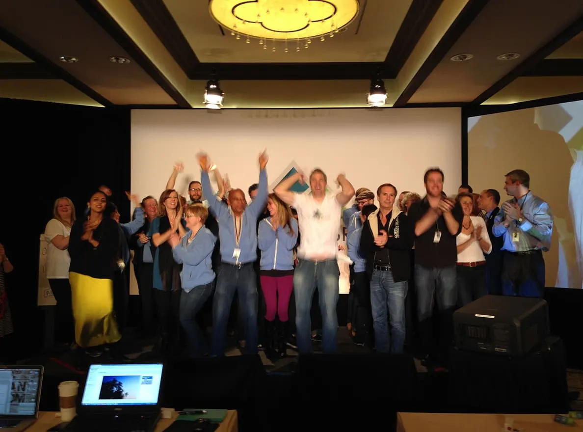 Attendees celebrating their launches at the end of the week