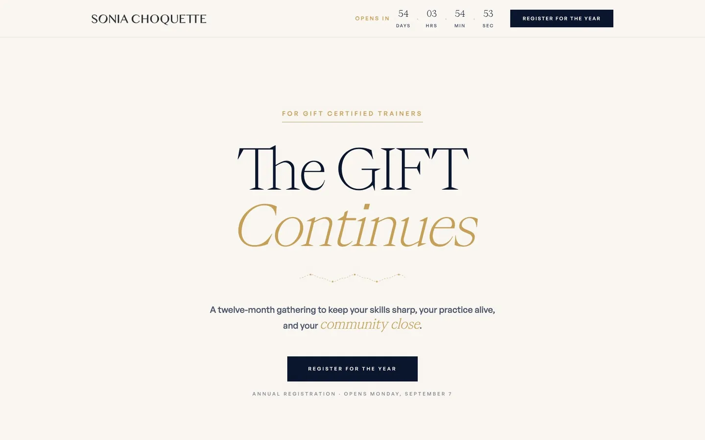 Website: The GIFT Continues, a twelve-month program site for her certified trainers
