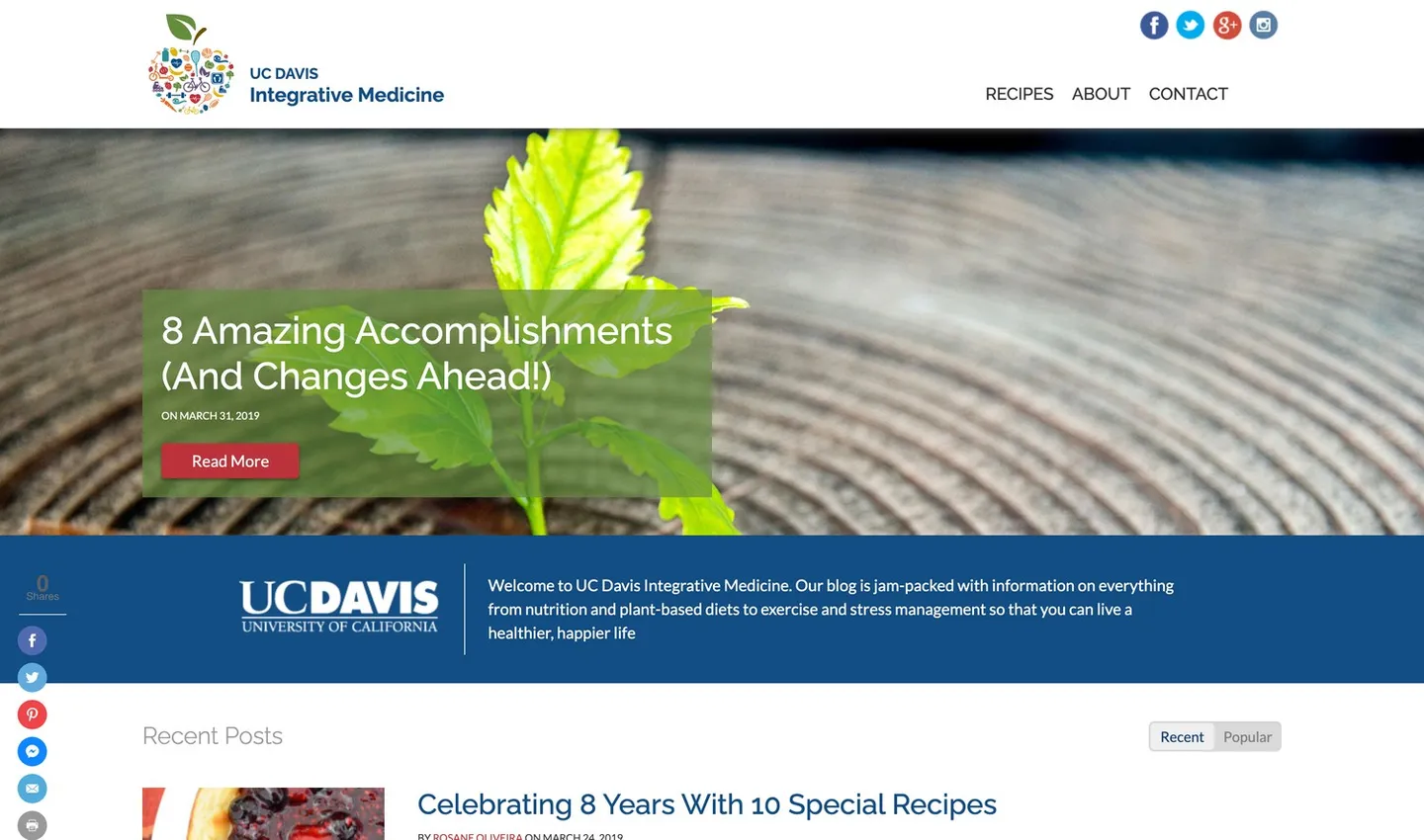 The UC Davis Integrative Medicine blog, the public front door to Dr. Rosane Oliveira's plant-based nutrition work